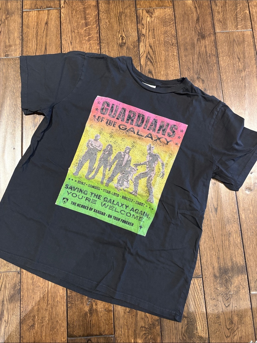 Marvel Black Guardians of the Galaxy Tee with Pink Gradient Graphic